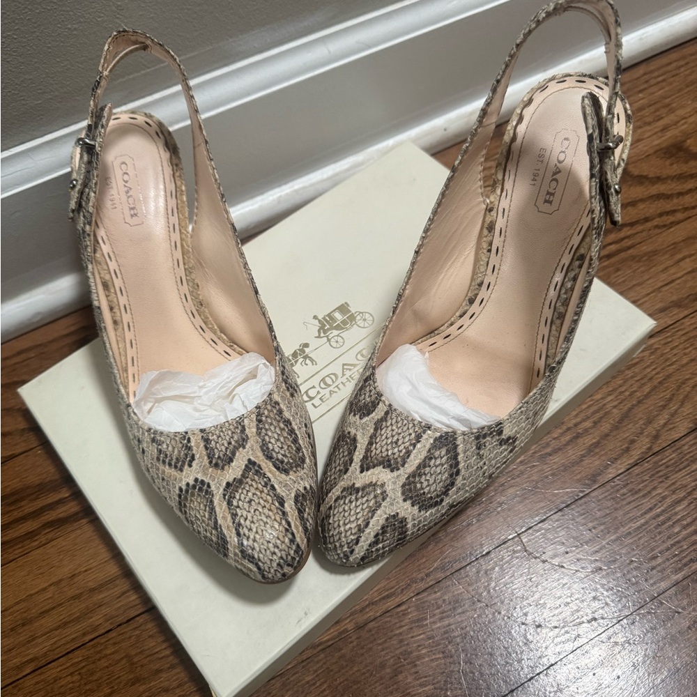 Coach Alma Python Print Heels - Natural - image 2